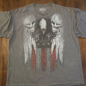 MMA Elite Y2K Skull Eagle‎ US Flag Graphic T-Shirt Size 2XL
